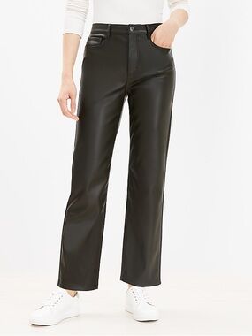 LOFT Black Faux-Leather Pant - Size 4